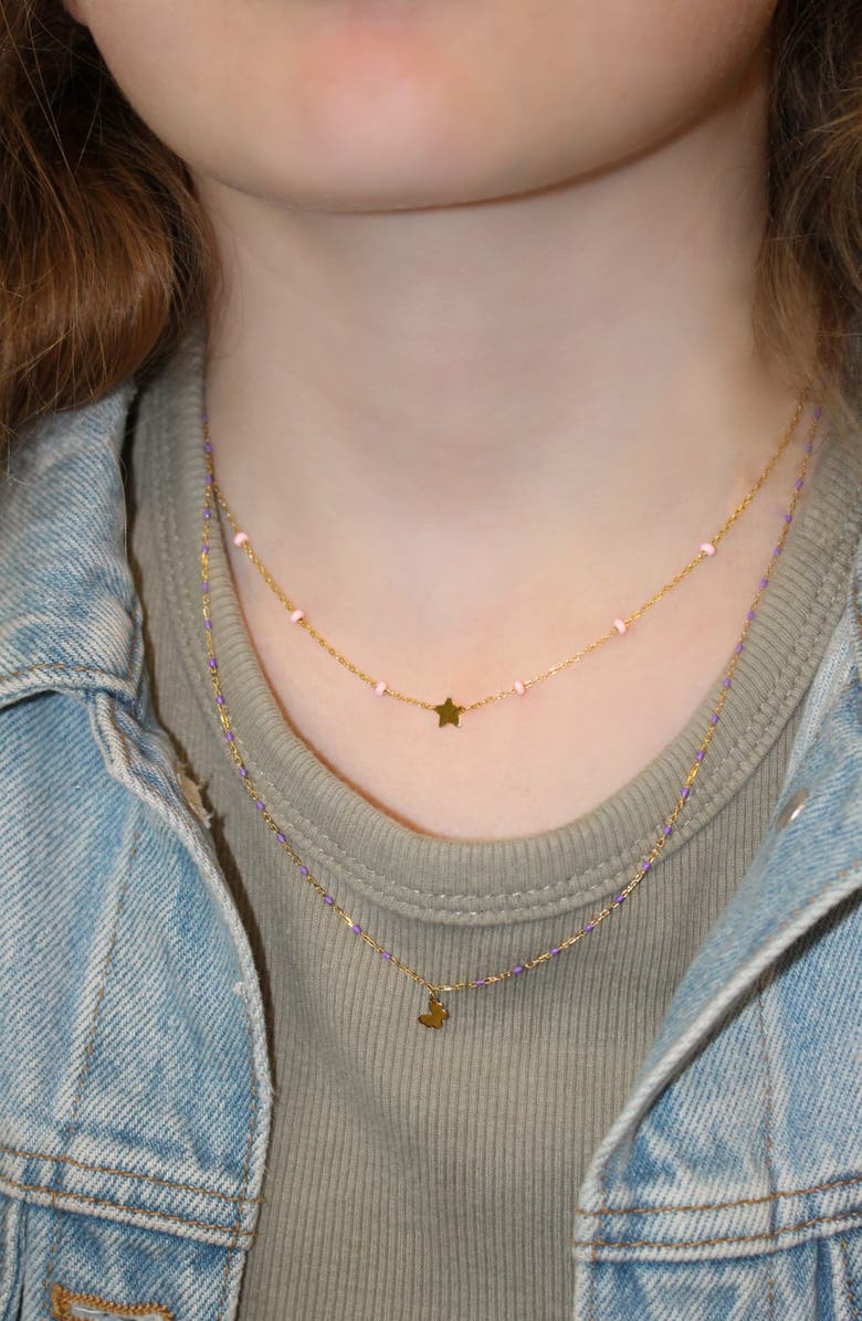 Bony Levy Kids' 14K Gold Beaded Butterfly Pendant Necklace, Alternate, color,