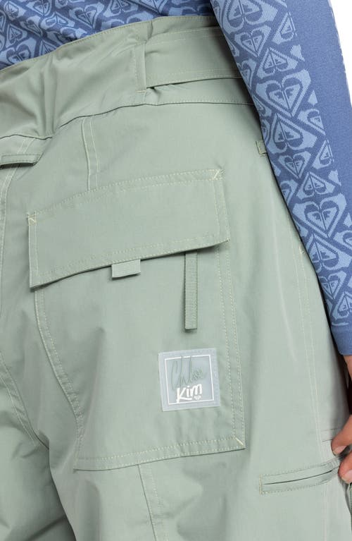 Roxy Chloe Kim Waterproof Shell Snow Pants In Lily Pad Green