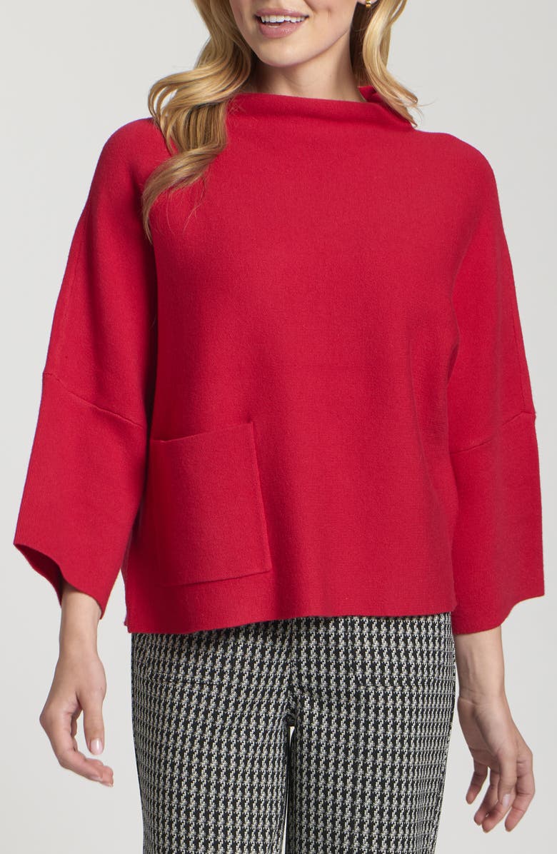 APNY Funnel Neck Patch Pocket Sweater, Main, color, Red