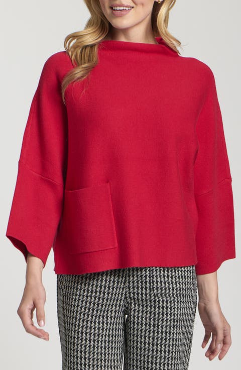 Funnel Neck Patch Pocket Sweater