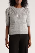 ELIE ELIE TAHARI Embellished Short Sleeve Sweater