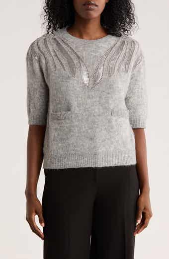 ELIE ELIE TAHARI Embellished Short Sleeve Sweater