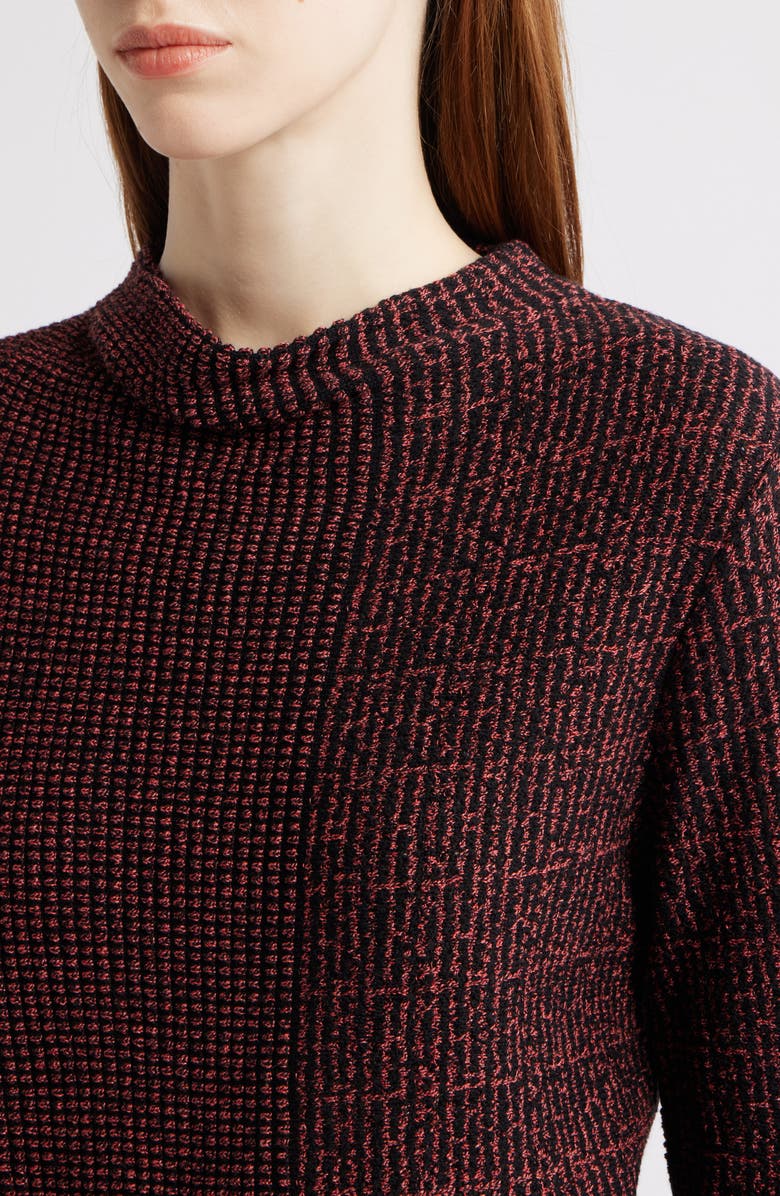 NIC+ZOE Pixel Knit Funnel Neck Sweater, Alternate, color, Red Mix