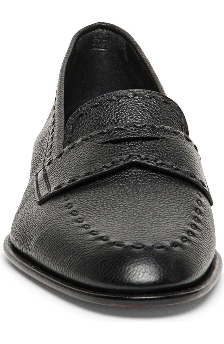 Santoni Women's tumbled leather penny loafer, Alternate, color, Black