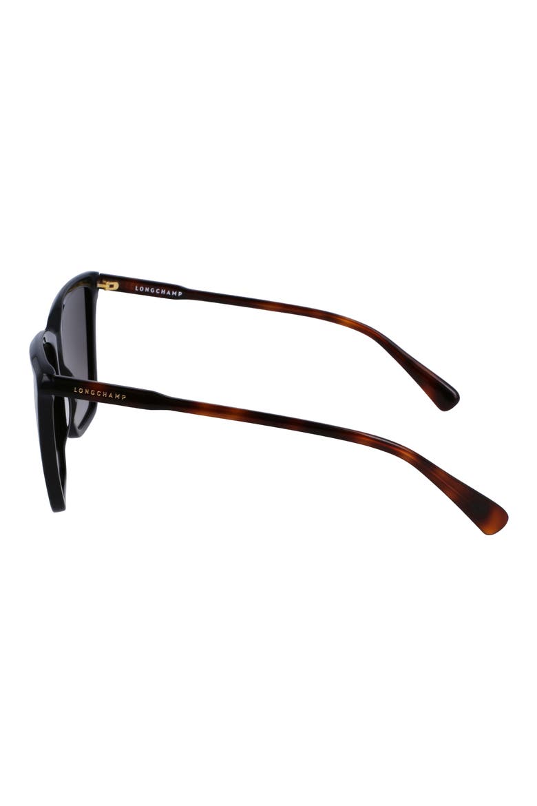 Le Pliage 56mm Gradient Rectangular Sunglasses, Alternate, color, BLACK