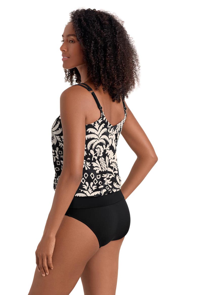 V-Neck Blouson Ring Tankini Swimsuit Top, Alternate, color, Palm Royale