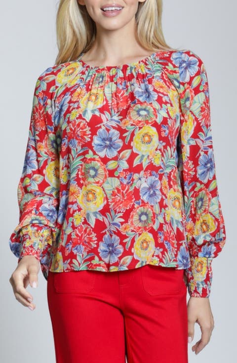 Floral Smock Cuff Top