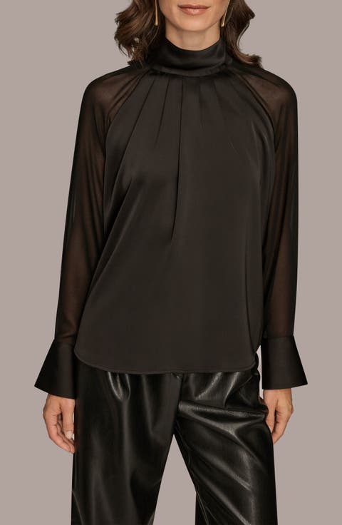 Pleated Sheer Sleeve Top
