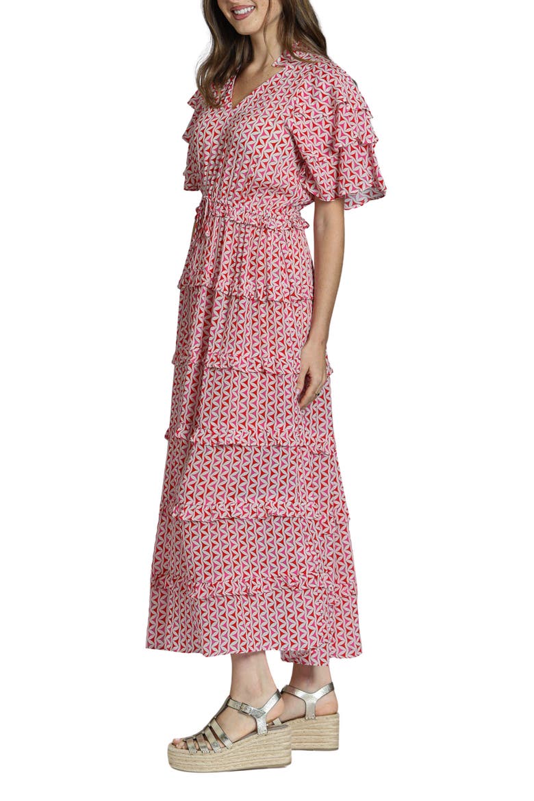 Tiered Ruffle Maxi Dress, Alternate, color, RED MULTI