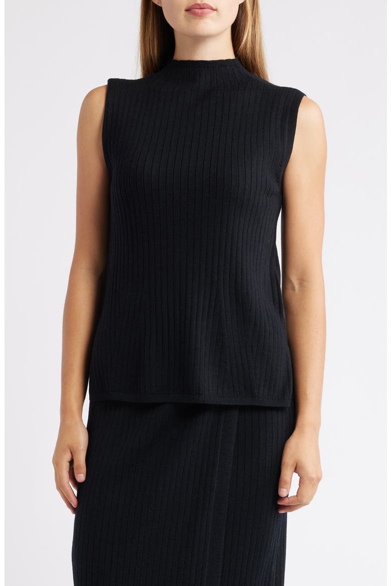 Sleeveless Wool Mock Neck Sweater, Main, color, ANNE BLACK