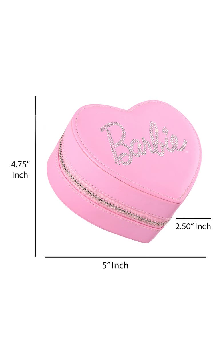 Barbie Heart-Shaped Jewelry Case for Travel, Alternate, color, Pink