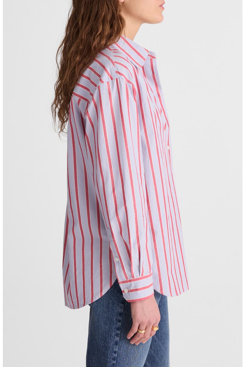 The Easy Stripe Cotton Poplin Button-Up Shirt, Alternate, color, TRANQUIL BLUE