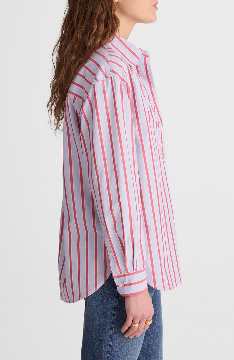 Madewell The Easy Stripe Cotton Poplin Button-Up Shirt, Alternate, color, Tranquil Blue