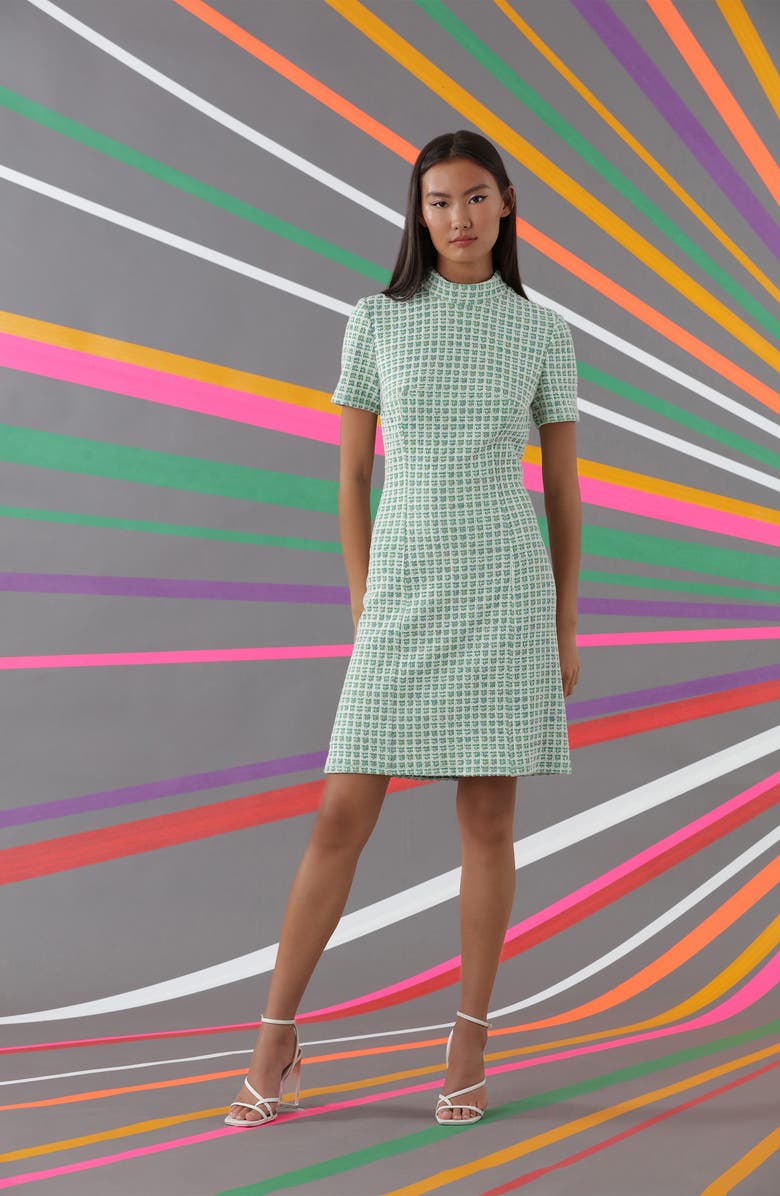 DONNA MORGAN FOR MAGGY Short Sleeve Tweed Minidress, Alternate, color,