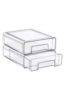 Set of 2 Medium Clear Stackable Drawers