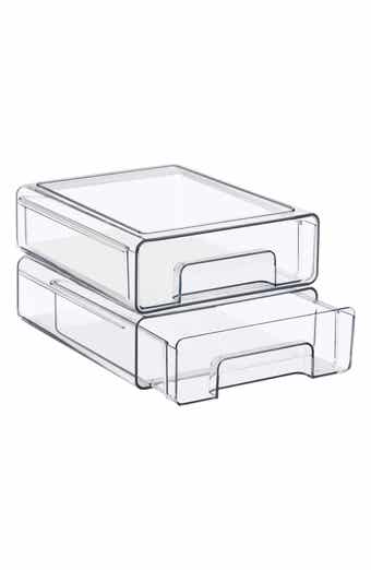 Set of 2 Medium Clear Stackable Drawers