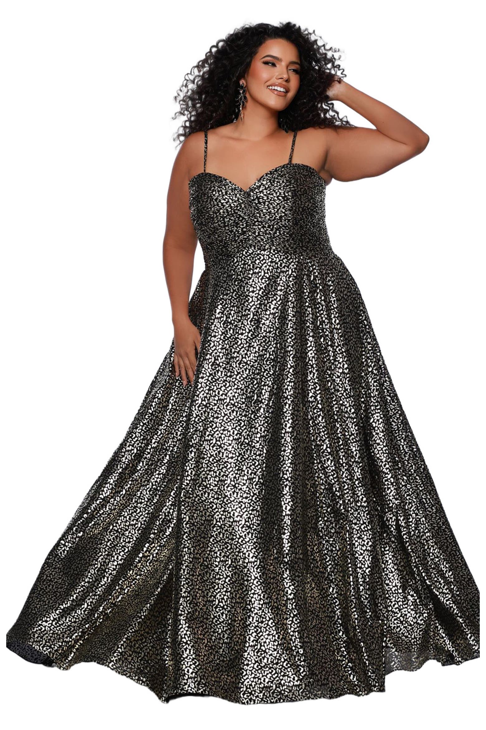 Animal Print Spaghetti Strap Plus Size A-Line Gown (Women) | Nordstrom