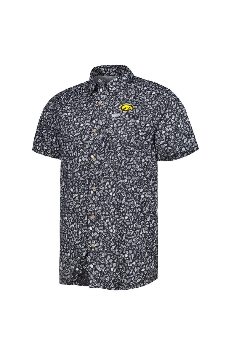 Columbia Men's Columbia Black Iowa Hawkeyes Super Slack Tide Omni-Shade Team Button-Up Shirt, Alternate, color, 