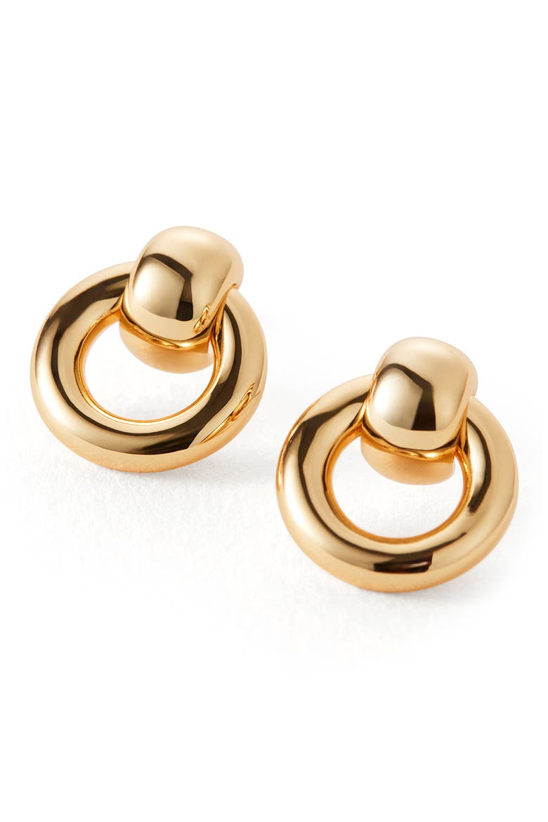 Faye Mini Puffy Knocker Earrings, Main, color, HIGH POLISH GOLD