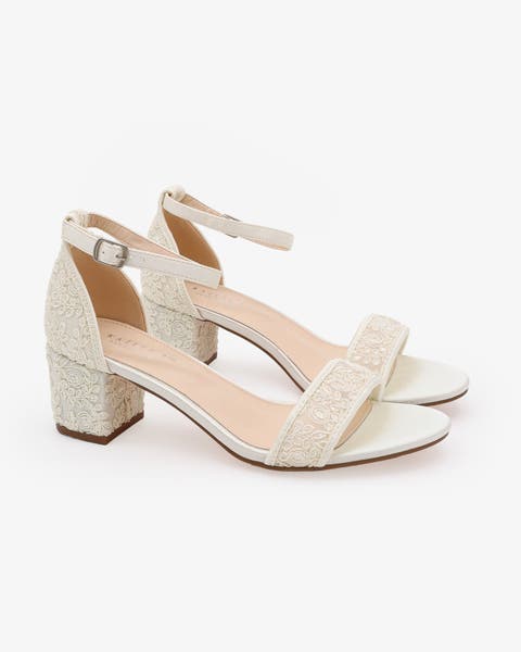 Jackie Crochet Lace Block Heel Sandals