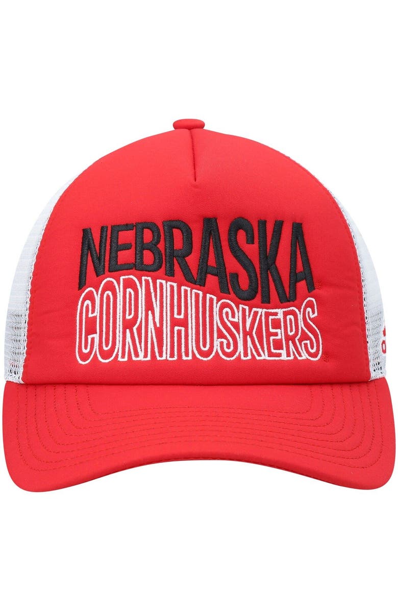 adidas Men's adidas Scarlet/White Nebraska Huskers Wave Foam Trucker Snapback Hat, Alternate, color, Scarlet