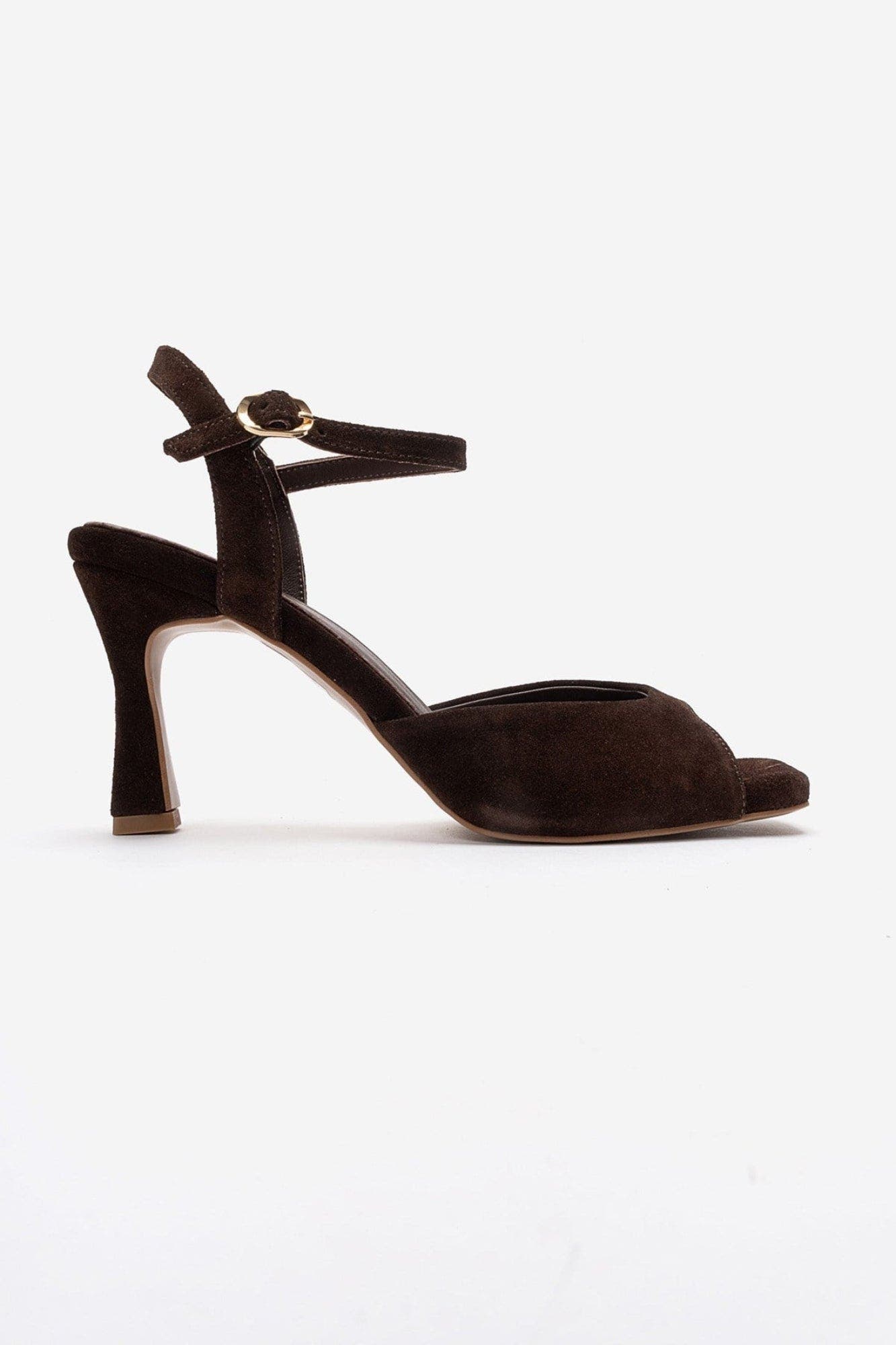 Elvia Leather Stiletto Ankle Strap Sandal, Alternate, color, Brown Suede