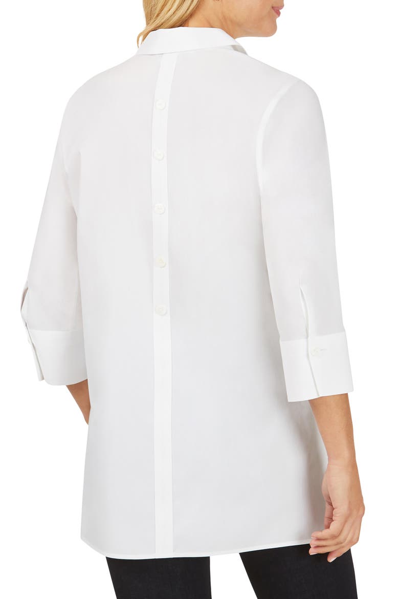 Pamela Stretch Button-Up Tunic, Alternate, color, WHITE