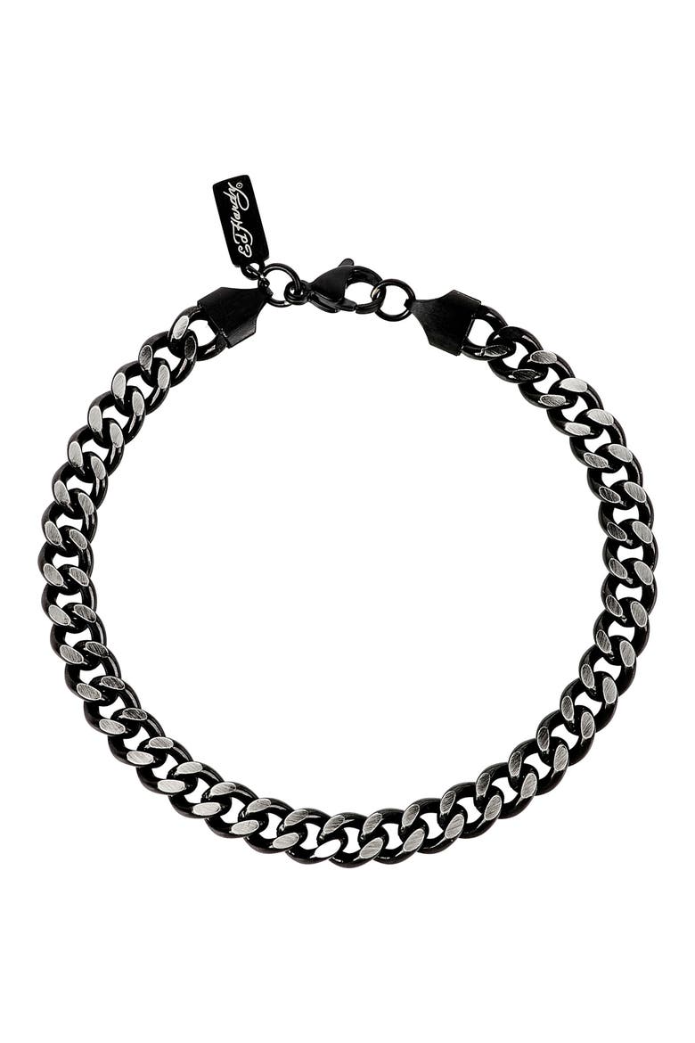Men's Curb Chain Bracelet, Main, color, BLACK