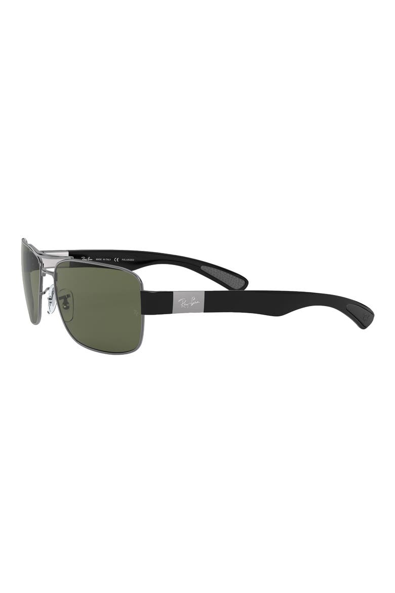 64mm Polarized Oversize Square Sunglasses, Alternate, color, GUNMETAL/ GREEN