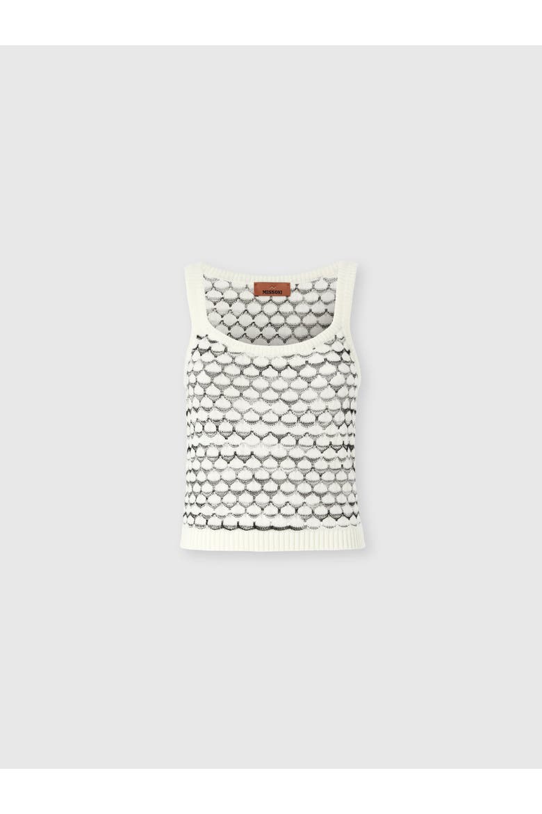 Tank Top In Cashmere And Viscose With Contrast Trims, Alternate, color, White