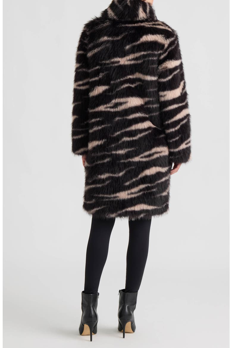 Leopard Print Faux Fur Coat, Alternate, color, ZEBRA