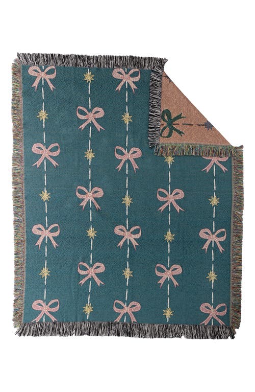 Deny Designs H. Miller Ink Fringe Throw Blanket In Green