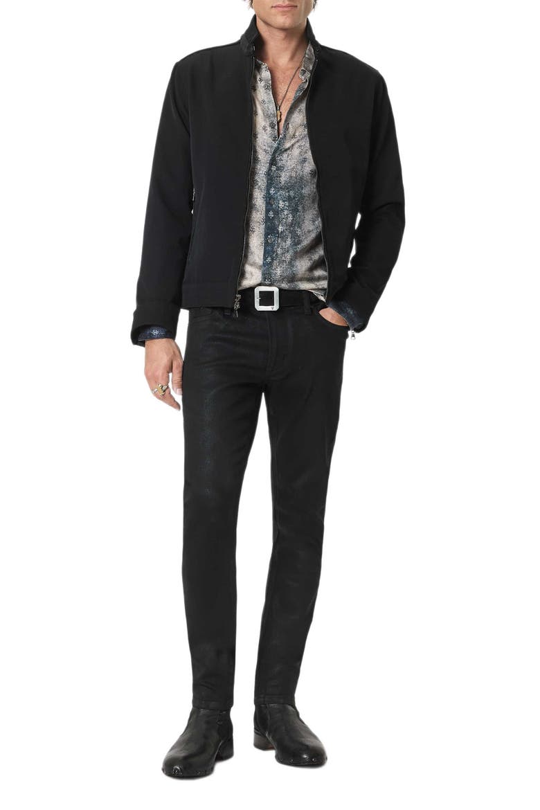 Ross Fleur de Lis Print Button-Up Shirt, Alternate, color, ALMOND