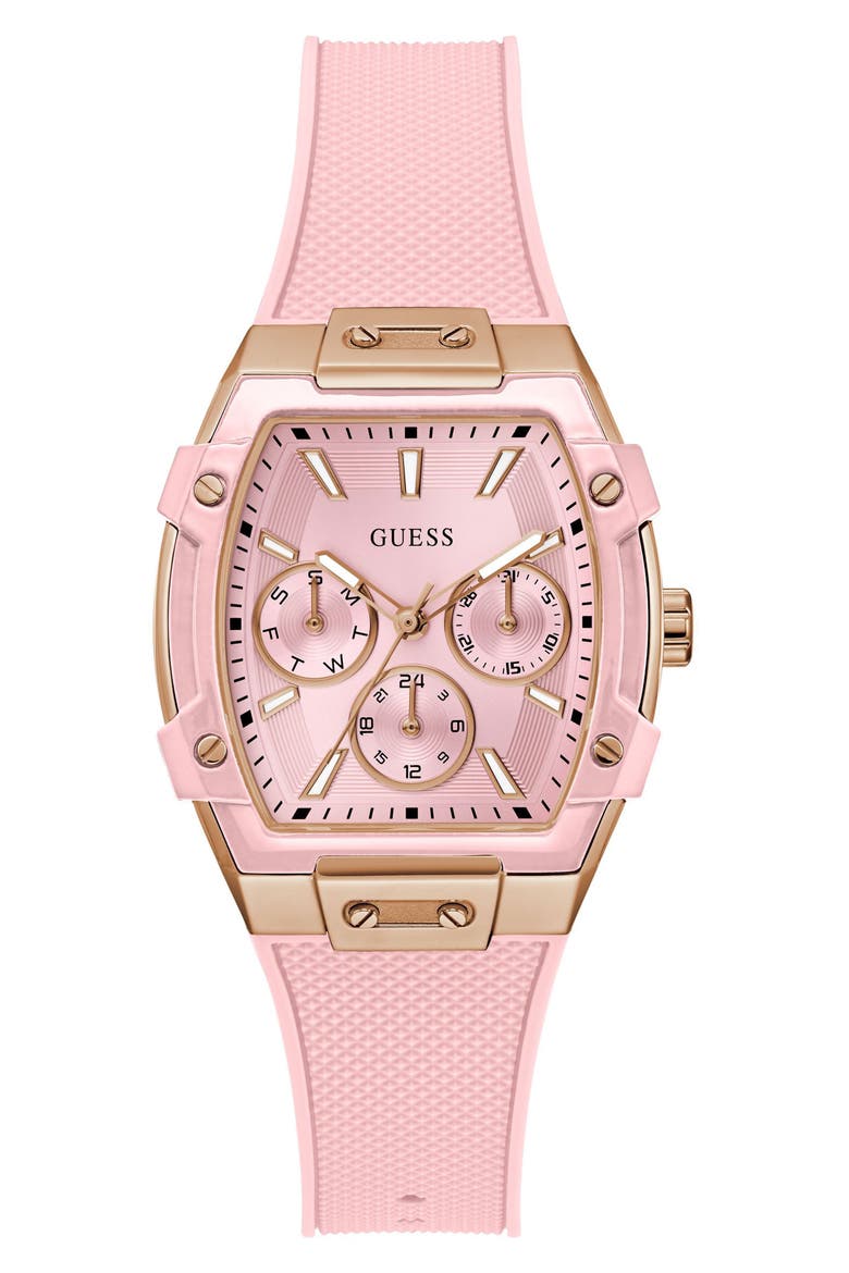 Pink Multifunction Silicone Strap Watch, 35mm, Main, color, PINK