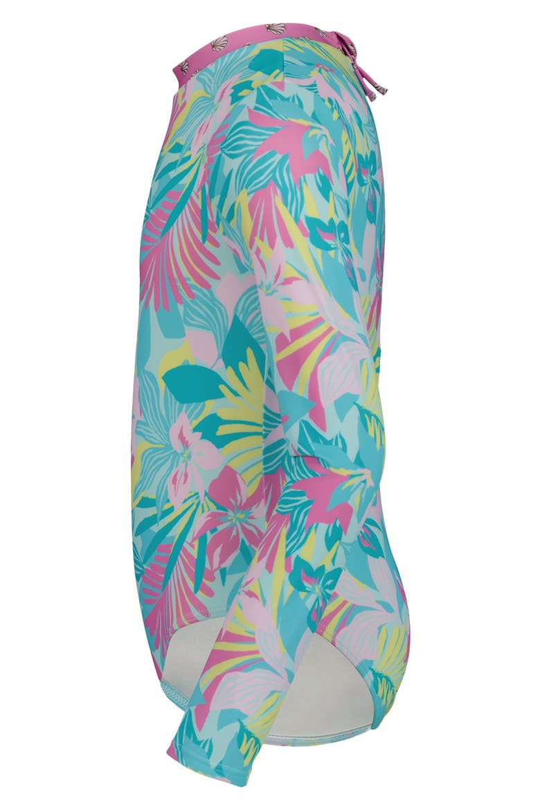 Kids' Des Tropics Long Sleeve One-Piece Rashguard Swimsuit, Alternate, color, MINT