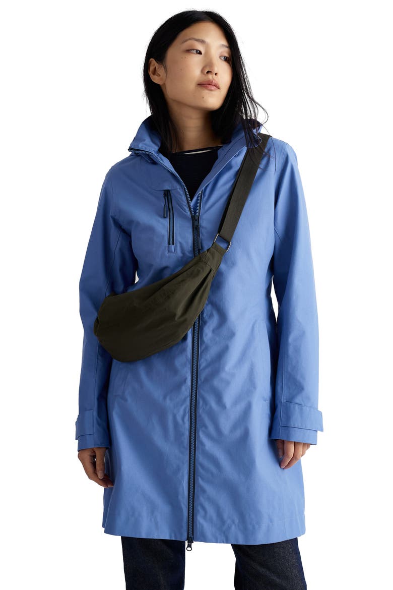 Coverack Waterproof Organic Cotton Blend Raincoat with Removable Hood, Alternate, color, BLUEBELL