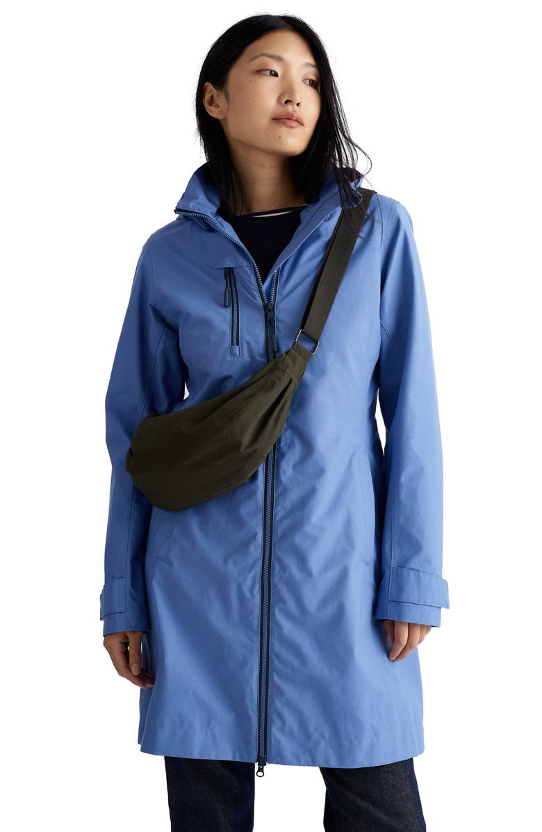 Seasalt Cornwall Coverack Waterproof Organic Cotton Blend Raincoat with Removable Hood, Alternate, color, Bluebell