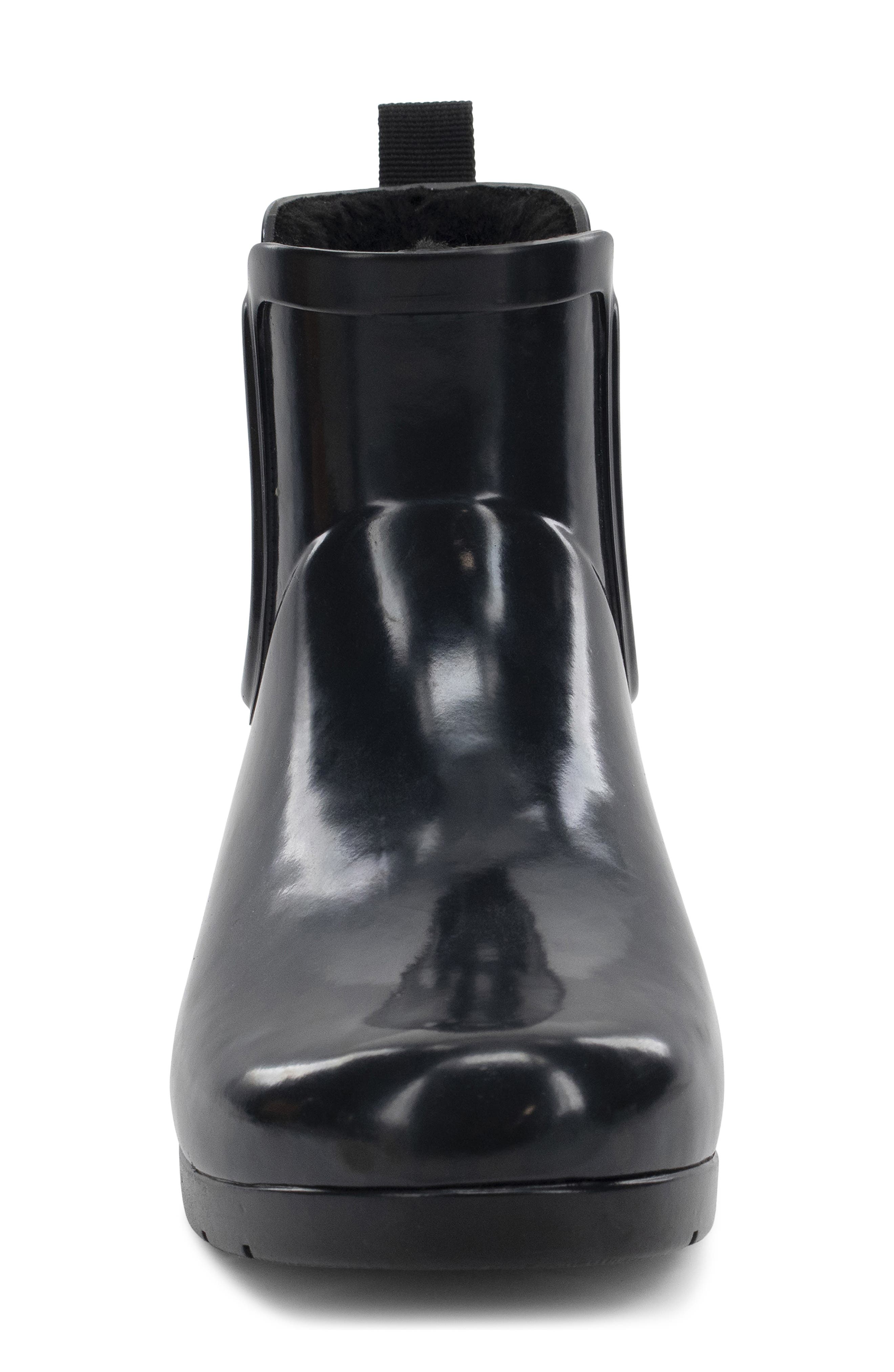 Delridge Faux Fur Chelsea Rain Boot, Alternate, color, BLACK