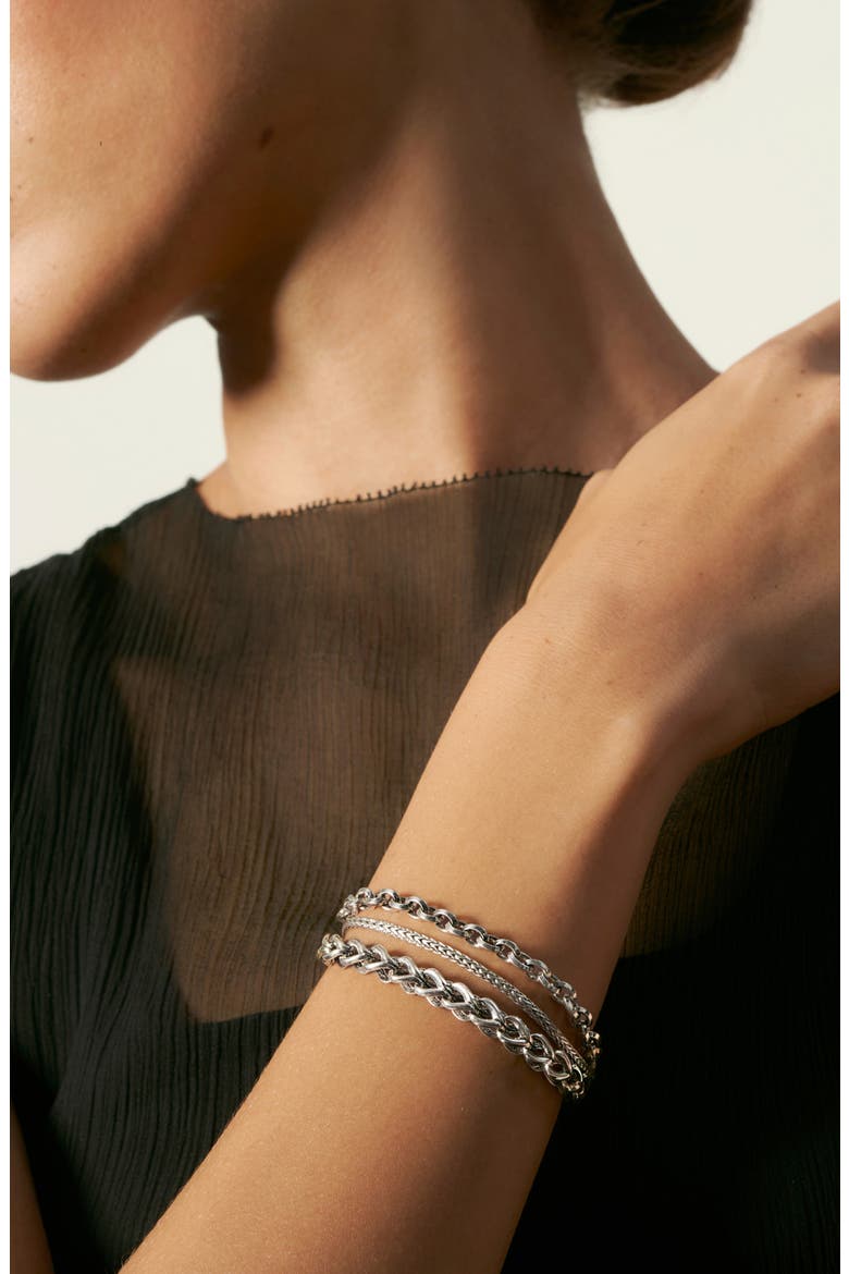Asli Triple Row Chain Cuff, Alternate, color, SILVER