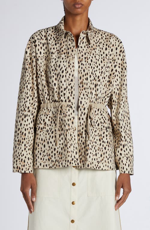 Moncler Saulon Technical Twill Field Jacket In Light Beige Print