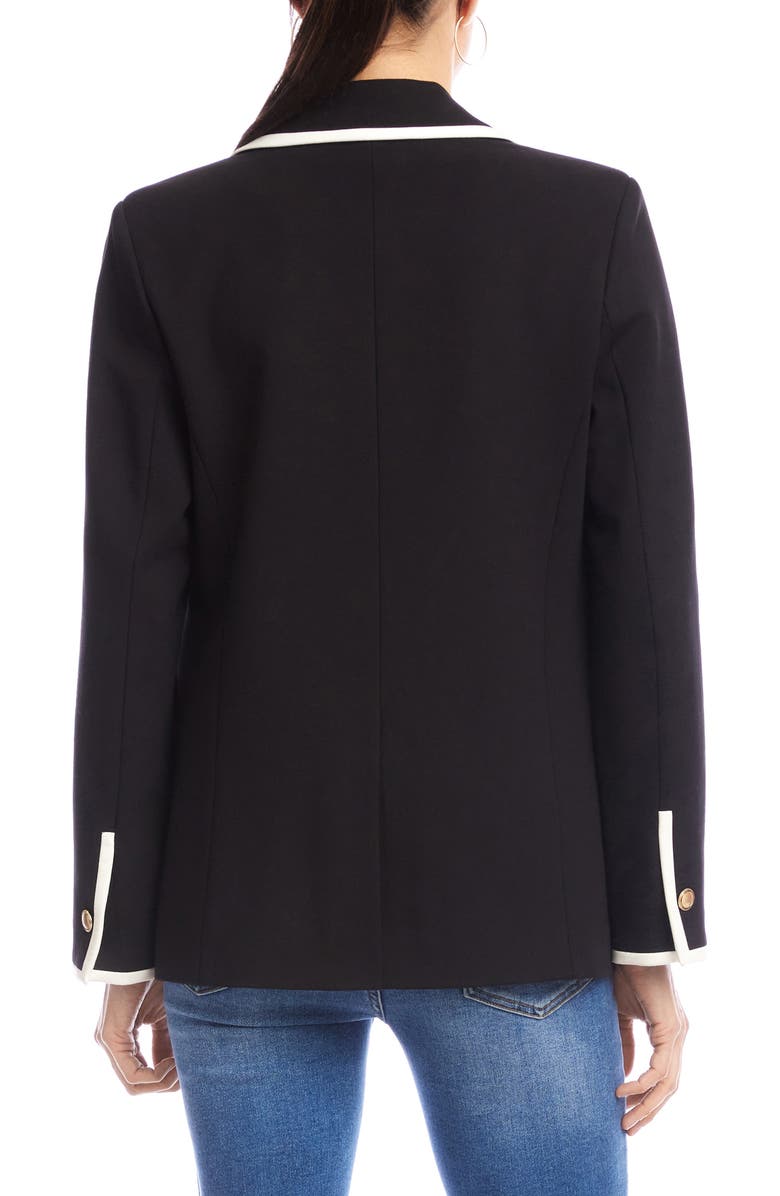Karen Kane Contrast Trim Ponte Blazer, Alternate, color, Black Cream