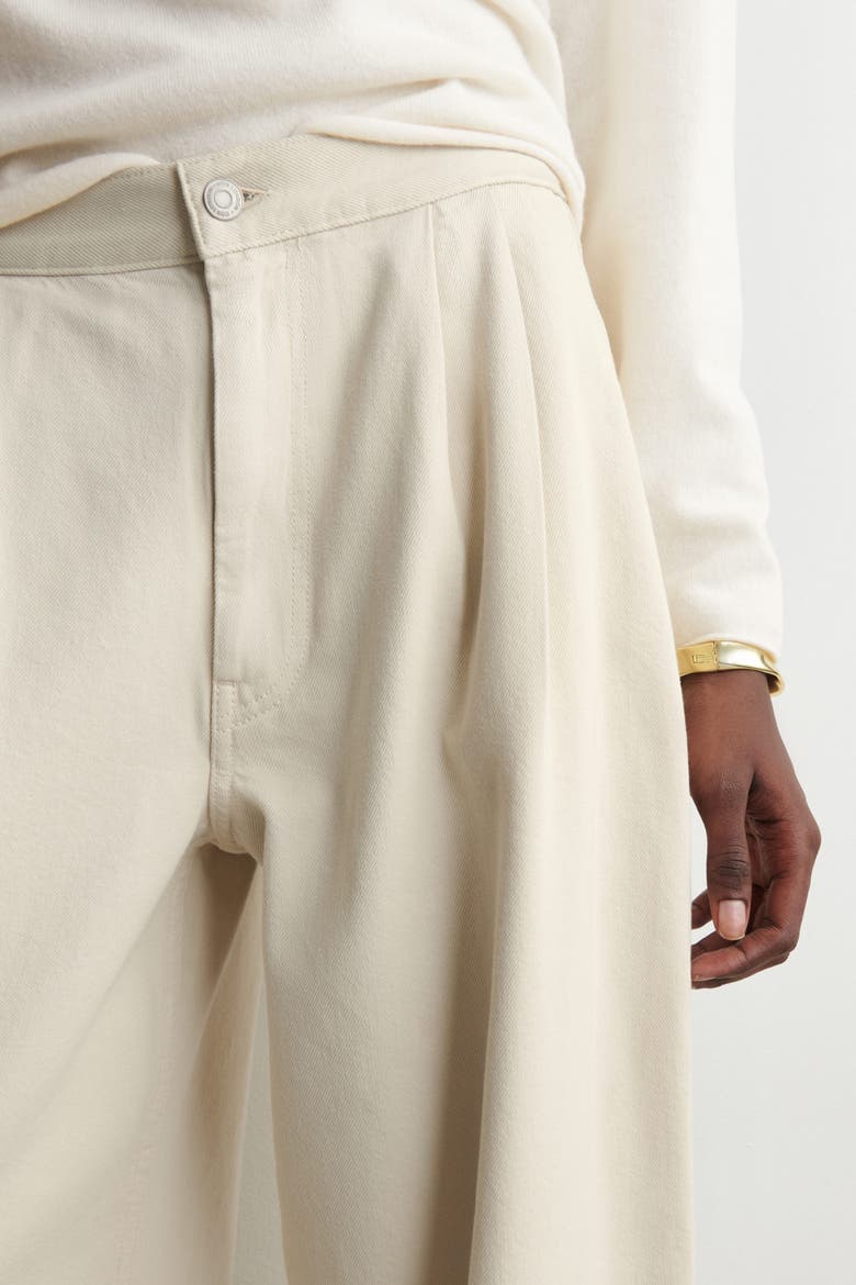 Pleated Wide Denim Pants, Alternate, color, CREAM