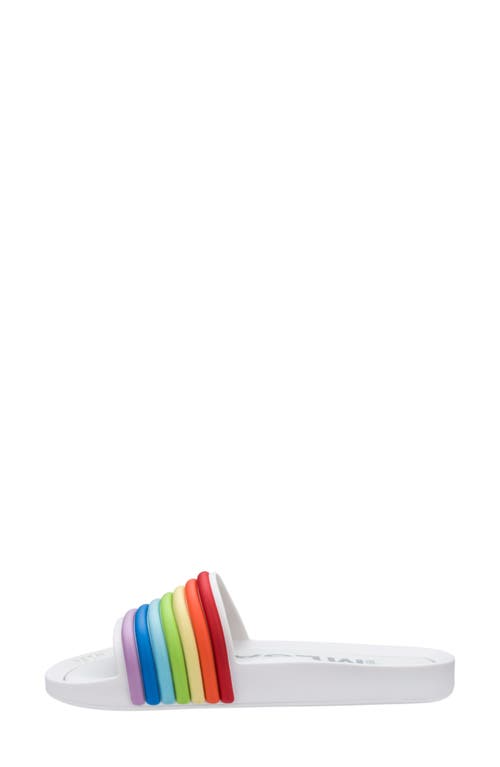Melissa Beach Slide Sandal In White Rainbow