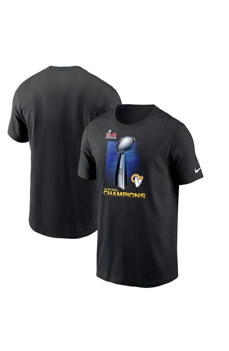 Nike Men's Nike Black Los Angeles Rams Super Bowl LVI Champions Lombardi Trophy T-Shirt, Main, color, 