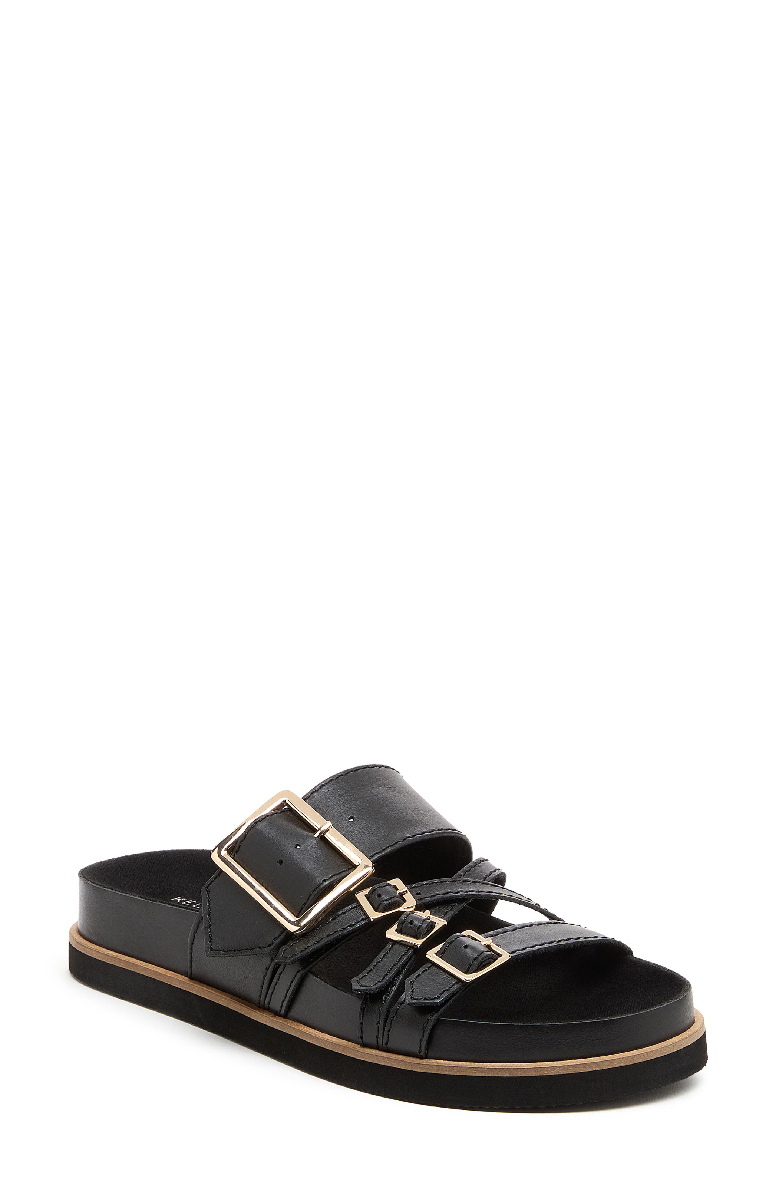 Kelsi Dagger Brooklyn Stella Buckle Slide Sandal, Main, color, Black