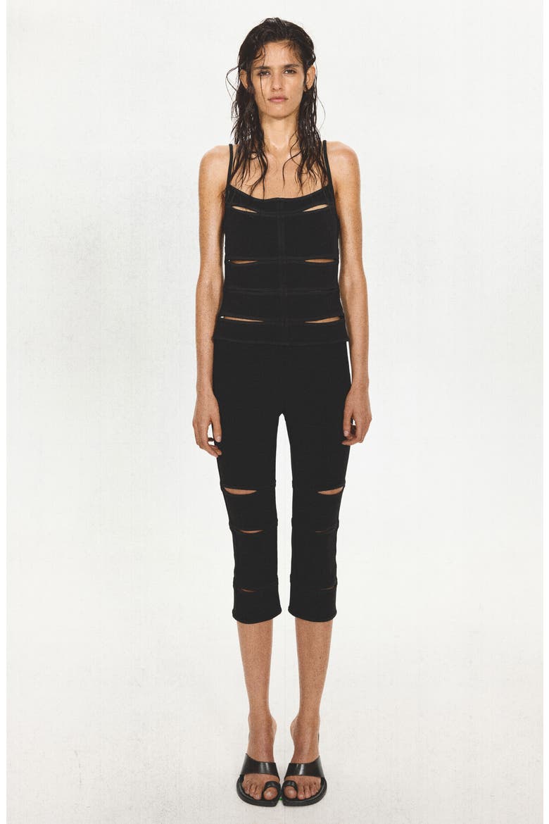 Cutout Capri Leggings, Alternate, color, BLACK