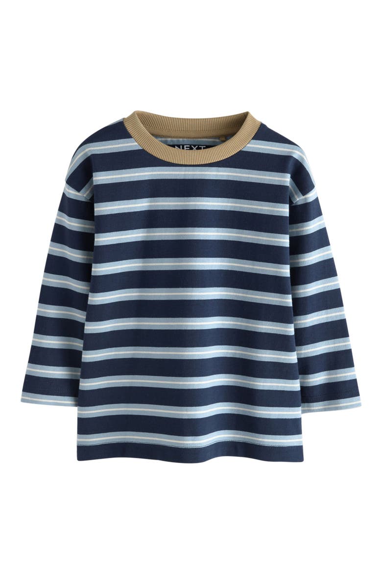 Kids' Pack of 3 Assorted Long Sleeve Cotton Graphic T-Shirts, Alternate, color, BLUE/ NEUTRAL MULTI