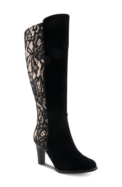 Sultana Lace Panel Knee High Boot (Women)