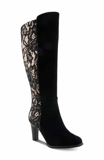 Sultana Lace Panel Knee High Boot