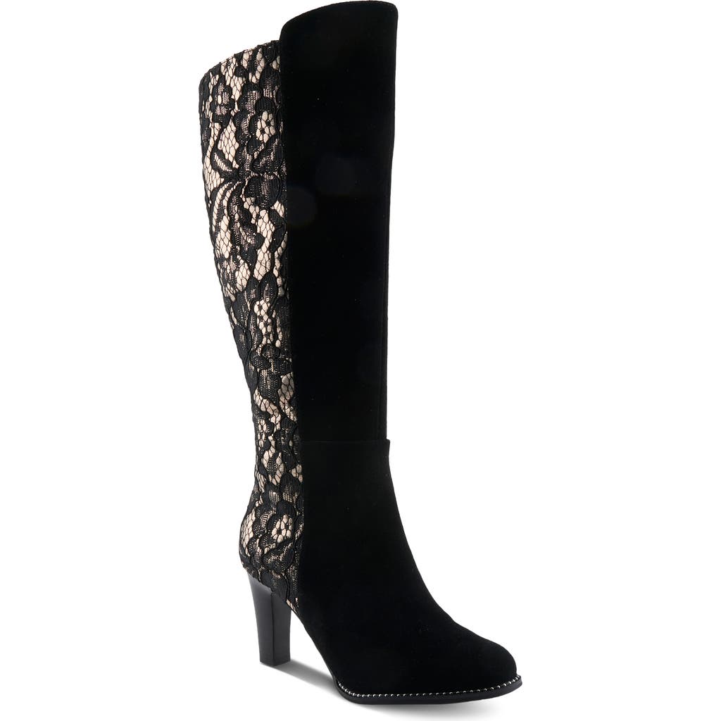 L'artiste By Spring Step Sultana Lace Panel Knee High Boot